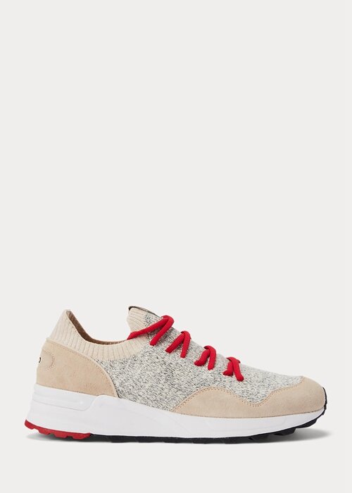 Světle šedé pánské pletené tenisky Ralph Lauren Trackster 200II Světle šedé pánské pletené tenisky Ralph Lauren Trackster 200II