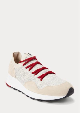Světle šedé pánské pletené tenisky Ralph Lauren Trackster 200II Světle šedé pánské pletené tenisky Ralph Lauren Trackster 200II
