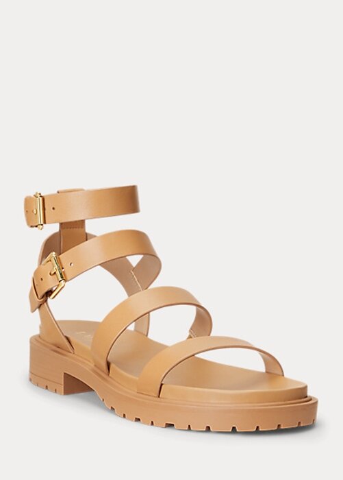 Světle žluté dámské kožené sandály Ralph Lauren Kayleen Nappa Světle žluté dámské kožené sandály Ralph Lauren Kayleen Nappa