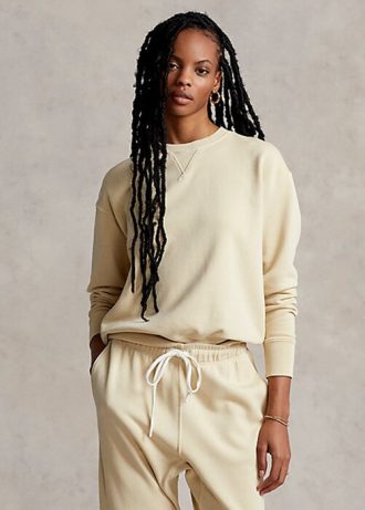 Světle žluté dámské mikiny Ralph Lauren z organické bavlny s výstřihem Světle žluté dámské mikiny Ralph Lauren z organické bavlny s výstřihem