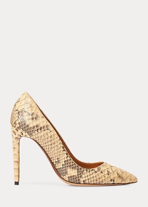 Světle žluté dámské podpatky Ralph Lauren Celia Python Světle žluté dámské podpatky Ralph Lauren Celia Python