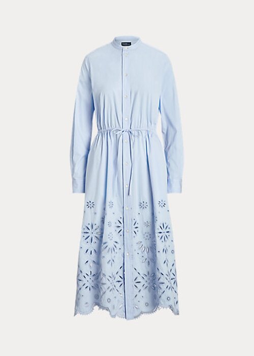 Světle modré dámské šaty Ralph Lauren s vyšívaným očkem Světle modré dámské šaty Ralph Lauren s vyšívaným očkem