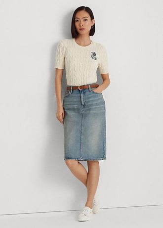 Světle modré dámské džínové sukně Ralph Lauren Světle modré dámské džínové sukně Ralph Lauren