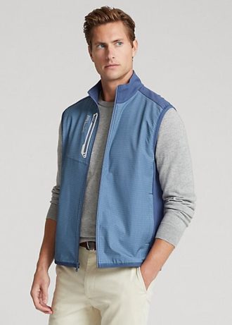 Světle modrá pánská francouzská froté vesta Ralph Lauren Performance
