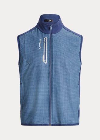 Světle modrá pánská francouzská froté vesta Ralph Lauren Performance