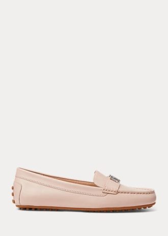 Světle růžové dámské kožené mokasíny Ralph Lauren Barnsbury Nappa Driver Světle růžové dámské kožené mokasíny Ralph Lauren Barnsbury Nappa Driver