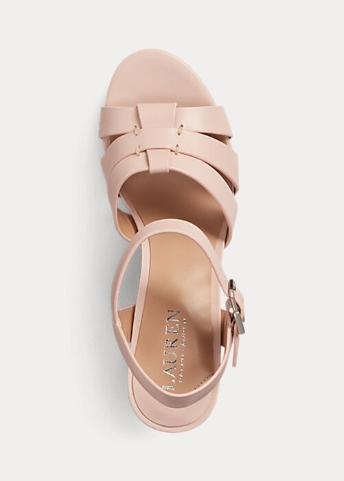 Světle růžové dámské kožené sandály Ralph Lauren Soffia Nappa Světle růžové dámské kožené sandály Ralph Lauren Soffia Nappa