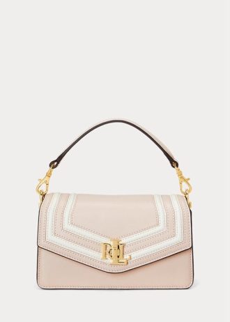 Světle růžové/vanilkové dámské malé crossbody kabelky Tayler z kůže Ralph Lauren Nappa