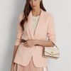 Světle růžové/vanilkové dámské malé crossbody kabelky Tayler z kůže Ralph Lauren Nappa