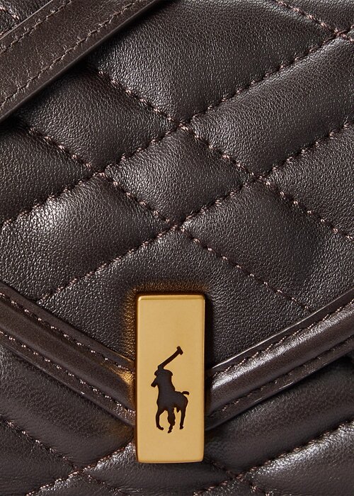 Tabákové dámské prošívané řetízkové peněženky Ralph Lauren Polo ID Tabákové dámské prošívané řetízkové peněženky Ralph Lauren Polo ID