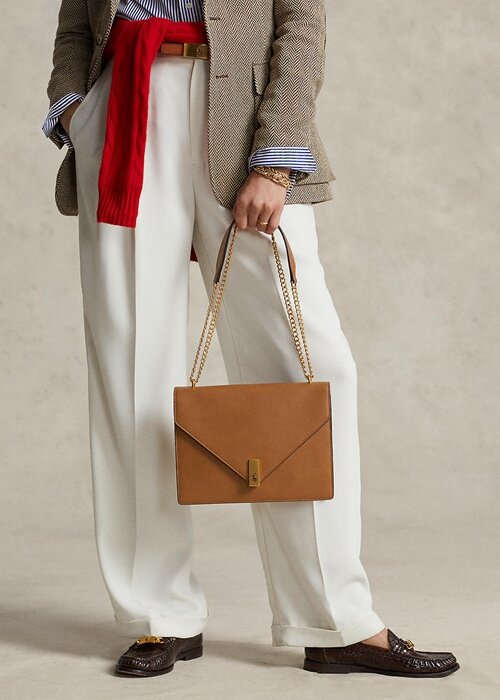Tan Dámské kabelky Ralph Lauren Polo ID Calfskin Envelope Crossbody Tan Dámské kabelky Ralph Lauren Polo ID Calfskin Envelope Crossbody