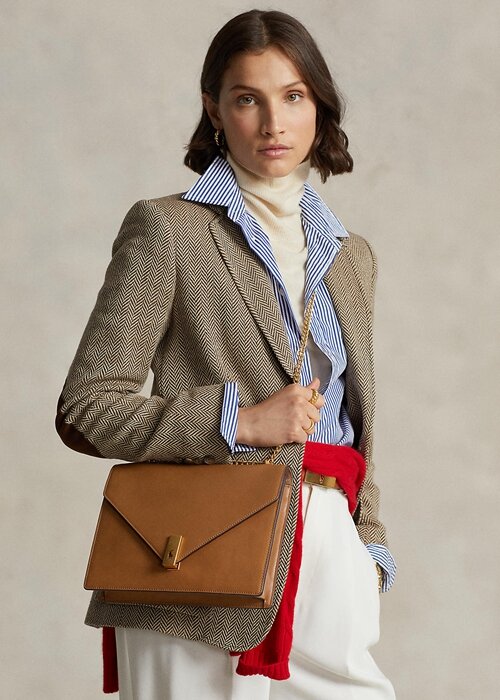Tan Dámské kabelky Ralph Lauren Polo ID Calfskin Envelope Crossbody Tan Dámské kabelky Ralph Lauren Polo ID Calfskin Envelope Crossbody