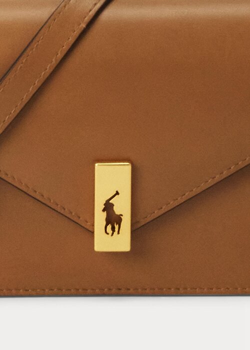 Tan Dámské kožené řetízkové peněženky Ralph Lauren Polo ID Tan Dámské kožené řetízkové peněženky Ralph Lauren Polo ID