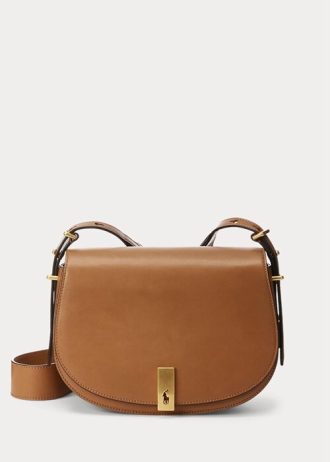 Tan Dámské Ralph Lauren Polo ID teletinové sedlové brašny