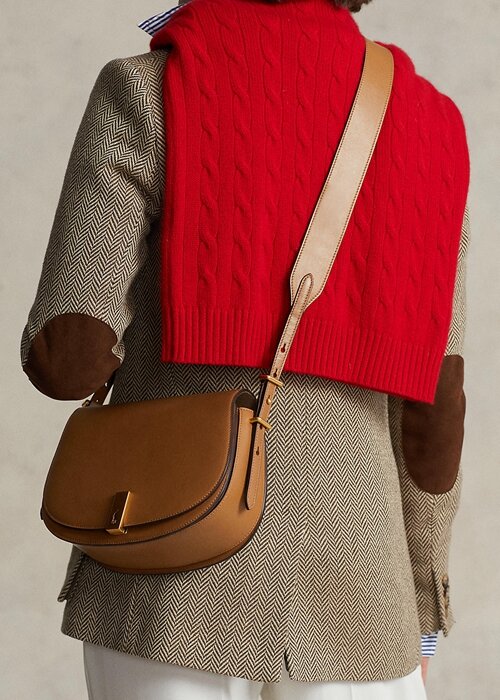 Tan Dámské Ralph Lauren Polo ID teletinové sedlové brašny Tan Dámské Ralph Lauren Polo ID teletinové sedlové brašny