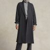 Tmavě šedé dámské flanelové zavinovací kabáty Ralph Lauren Tmavě šedé dámské flanelové zavinovací kabáty Ralph Lauren