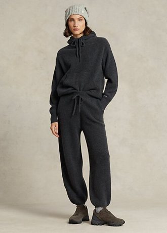 Tmavě šedé dámské kašmírové natahovací kalhoty Ralph Lauren