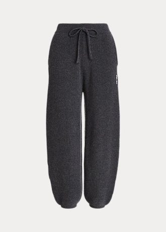 Tmavě šedé dámské kašmírové natahovací kalhoty Ralph Lauren