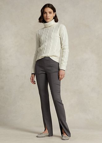 Tmavě šedé dámské keprové legíny ze směsi strečové vlny Ralph Lauren