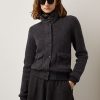 Tmavě šedé dámské kostkované kašmírové bundy Ralph Lauren Glen
