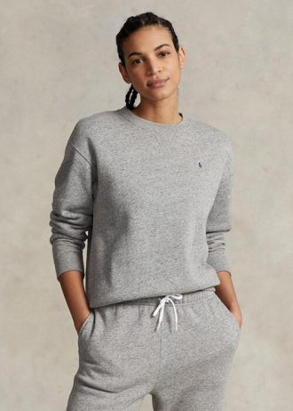 Tmavě šedé dámské mikiny Ralph Lauren Fleece Crewneck Pullover Tmavě šedé dámské mikiny Ralph Lauren Fleece Crewneck Pullover