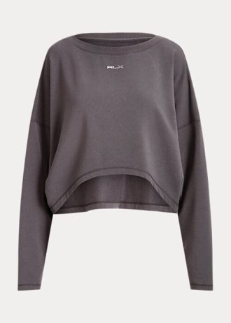 Tmavě šedé dámské oversize fleecové mikiny ze strečové směsi Tmavě šedé dámské oversize fleecové mikiny ze strečové směsi