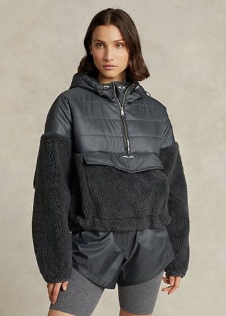 Tmavě šedé dámské Ralph Lauren High-Pile & Hybridní svetrové bundy Ripstop