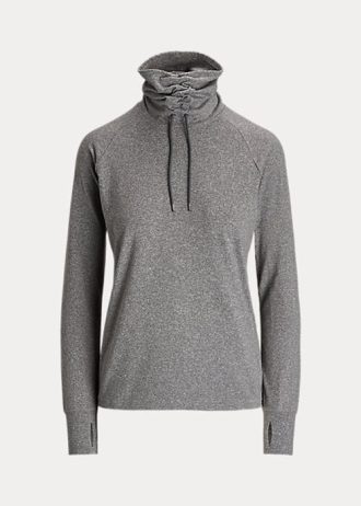 Tmavě šedé dámské svetrové svetry Ralph Lauren s trychtýřovým límcem Tmavě šedé dámské svetrové svetry Ralph Lauren s trychtýřovým límcem