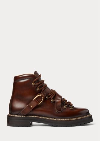 Tmavě hnědé dámské boty Ralph Lauren Dimicia Welington Hand-Burnishedie