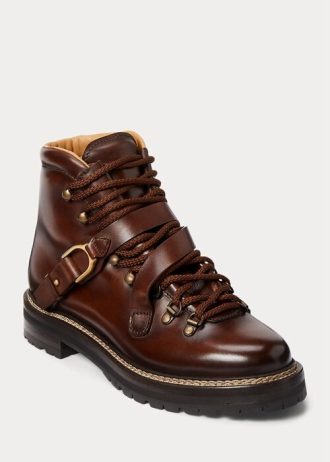 Tmavě hnědé dámské boty Ralph Lauren Dimicia Welington Hand-Burnishedie