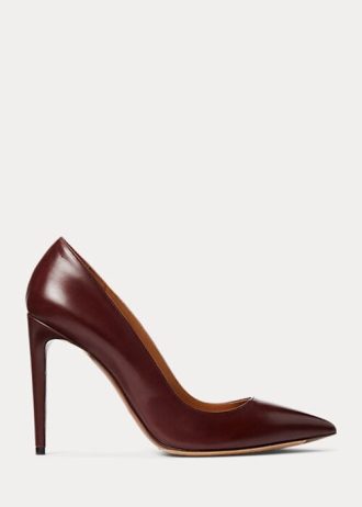 Tmavě hnědé dámské lodičky Ralph Lauren Celia z telecí kůže