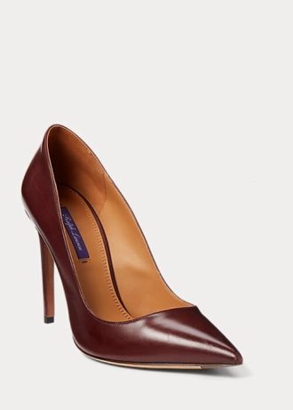 Tmavě hnědé dámské lodičky Ralph Lauren Celia z telecí kůže