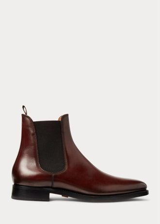 Tmavě hnědé pánské boty Chelsea z telecí kůže Ralph Lauren Penfield