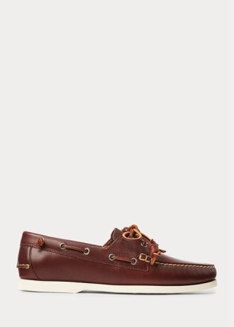 Tmavě hnědé pánské kožené boty pro volný čas Ralph Lauren Merton