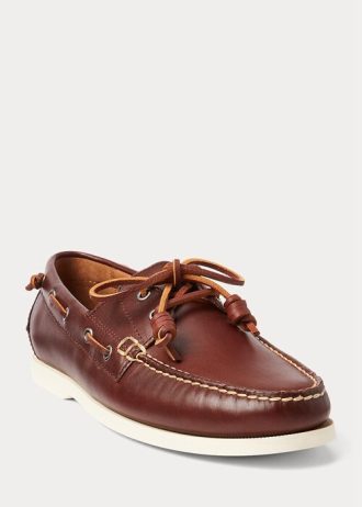 Tmavě hnědé pánské kožené boty pro volný čas Ralph Lauren Merton