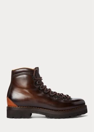 Tmavě hnědé pánské kozačky z teletiny Ralph Lauren Darrow