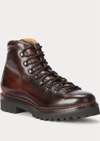 Tmavě hnědé pánské kozačky z teletiny Ralph Lauren Fidel