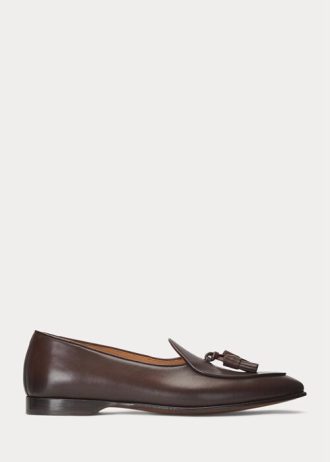 Tmavě hnědé pánské společenské boty Ralph Lauren Belvin z telecí kůže