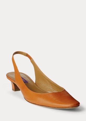 Tmavě žluté dámské kožené podpatky Ralph Lauren Kels Tmavě žluté dámské kožené podpatky Ralph Lauren Kels