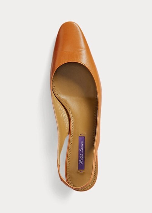 Tmavě žluté dámské kožené podpatky Ralph Lauren Kels Tmavě žluté dámské kožené podpatky Ralph Lauren Kels