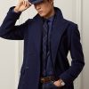 Tmavé námořnické pánské kabáty Ralph Lauren ručně vyráběné vlněné rybí kosti Tmavé námořnické pánské kabáty Ralph Lauren ručně vyráběné vlněné rybí kosti