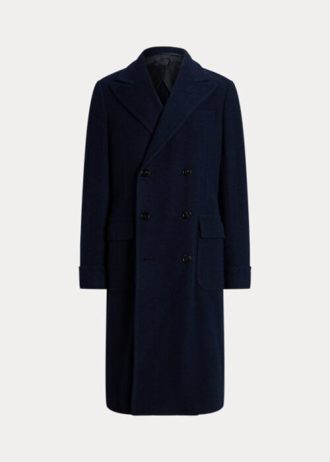 Tmavé námořnické pánské kabáty Ralph Lauren ručně vyráběné vlněné rybí kosti