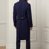 Tmavé námořnické pánské kabáty Ralph Lauren ručně vyráběné vlněné rybí kosti Tmavé námořnické pánské kabáty Ralph Lauren ručně vyráběné vlněné rybí kosti