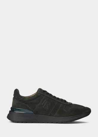 Tmavě zelené pánské tenisky Ralph Lauren Ethan Calf-Suede