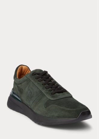 Tmavě zelené pánské tenisky Ralph Lauren Ethan Calf-Suede