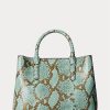 Tyrkysové dámské tašky Ralph Lauren z umělé hadí kůže střední Marcy Satchel Bags