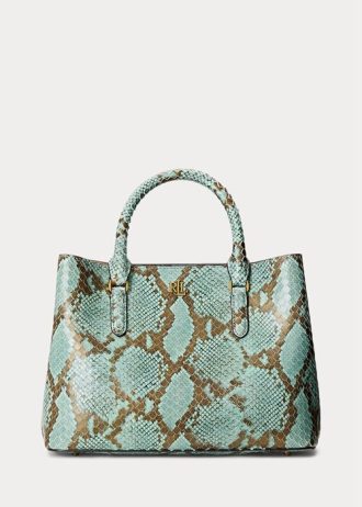 Tyrkysové dámské tašky Ralph Lauren z umělé hadí kůže střední Marcy Satchel Bags