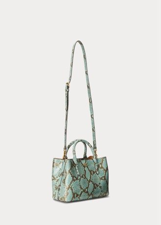 Tyrkysové dámské tašky Ralph Lauren z umělé hadí kůže střední Marcy Satchel Bags