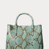 Tyrkysové dámské tašky Ralph Lauren z umělé hadí kůže střední Marcy Satchel Bags