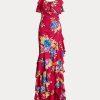Vícebarevné dámské šatové šaty Ralph Lauren s květinovými Georgette